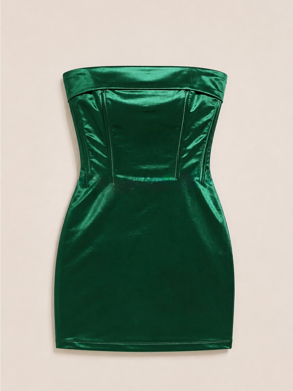Strapless Emerald Green Satin Bodycon Dress